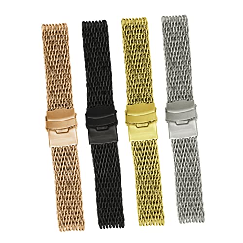 PACKOVE Uhrenarmband aus Metall 20 mm Mesh-Uhrenarmband Uhrenarmbänder für Herren rostfreies Uhrenarmband Metallarmband Edelstahlarmband Hai-Mesh-Uhrenarmband fest Gurt Grobmaschig Mann von PACKOVE