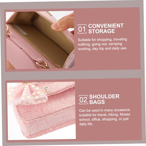 PACKOVE Umhängetasche mit Perlgriff und Schleifendekor Kleine Mädchen Tasche Leichte Single schultertasche für Kindergarten Modische Kindertasche für Alltag und Sommer von PACKOVE