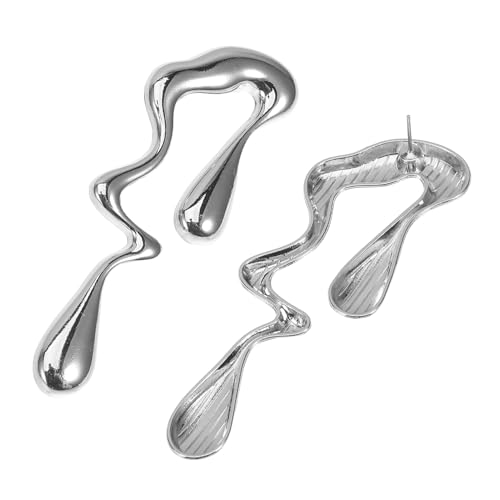 PACKOVE Unregelmäßige Wasserfall Ohrringe Abstrakte Geometrische Ohrstecker Leichte Damenohrringe Trendiger Schmuck für Alltag und Party Silberfarbene Statement Accessoires von PACKOVE