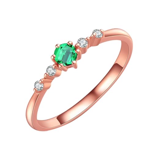 PACKOVE Vergoldeter Damenring mit Buntem Strass Langlebiger Kupfer ring Smaragdgrüner Schmuck für Alltag Party und Geschenk von PACKOVE