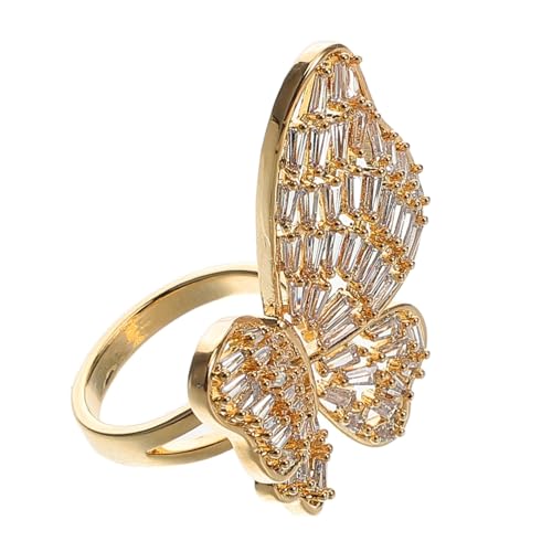 PACKOVE Schmetterlings-fingerring Mit Strass Vintage-design Für Frauen Brautschmuck Für Hochzeit Und Jahrestage Leicht Und Komfortabel von PACKOVE