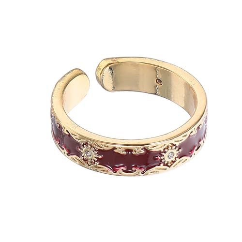 PACKOVE Funkelnder Zirkonia-ring Für Damen Offener Statement-ring Mit Blumenmotiv Verstellbar Emaille-oberfläche Diy-anpassung Zirkoniasteine Elegantes Orientalisches Design Alltags Und An von PACKOVE