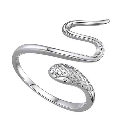 PACKOVE Verstellbarer Damenring Schlange Design Sterling Silber Schmuck für Party Geburtstag Alltag von PACKOVE