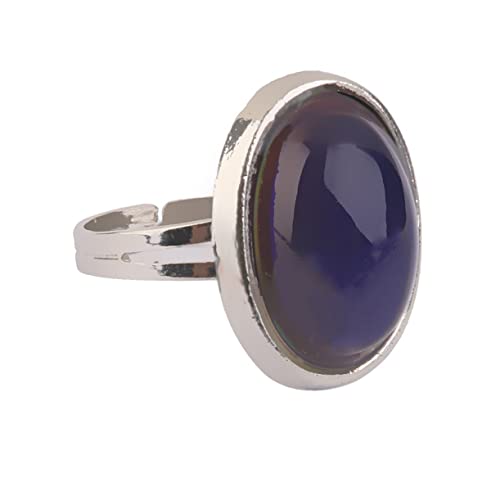 PACKOVE Verstellbarer Ovaler Stimmungsring für Damen und Herren Silberfarbener Farbwechselring aus Legierung Modischer Emotionen Ring Anpassbar für Fingergrößen Romantisches von PACKOVE