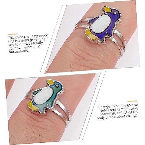 PACKOVE Verstellbarer Pinguin Fingerring mit Farbwechsel Thermosensitiv Offener Damen Schmuck Ring für Frauen und Mädchen Langlebig Hautfreundlich Einzigartiges Design von PACKOVE
