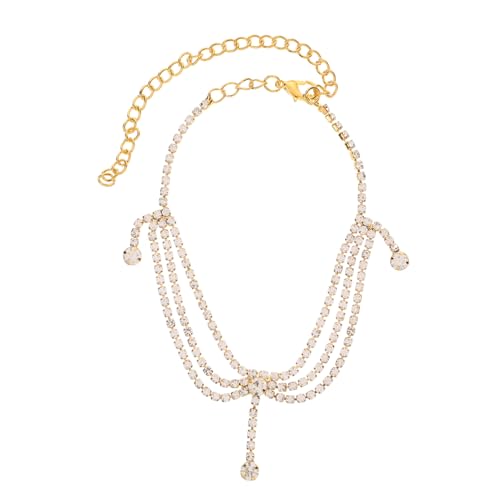 PACKOVE Verstellbares Metall Fußkettchen mit Funkelnden Strasssteinen Leichtes Sommer Armband für Damen Wasserfestes Party Schmuck Accessoire für Strand und Alltag von PACKOVE