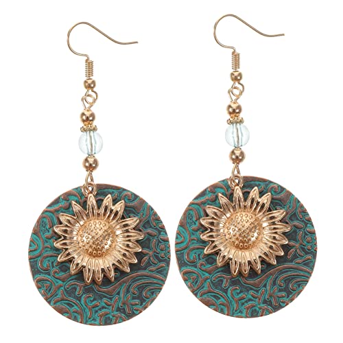 PACKOVE Vintage Bohemian Dangle Ohrringe Damen Leichtgewichtige Doppel Layer Sonnenblumen Ohrhänger Hautfreundlich Komfortabel für Party von PACKOVE