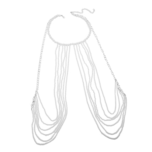 PACKOVE Vintage Damen Körperkette mit Mehrlagigen Hohl Gestalteten Imitationsperlen Schulterfreundliches Schmuckstück für Strand Hochzeit und Alltag Stilvolles Hautfreundliches Design PACKOVE Vintage Damen Körperkette mit Mehrlagigen Hohl Gestalteten Imitationsperlen Schulterfreundliches Schmuckstück für Strand Hochzeit und Alltag Stilvolles Hautfreundliches Design von PACKOVE
