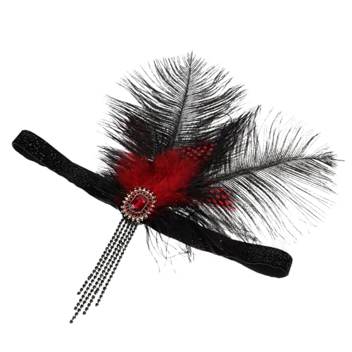 PACKOVE Vintage Federn Stirnband Damen Haarschmuck Flapper Kopfschmuck für Party Hochzeit Festival Cosplay Leichtes Haarband mit Quaste und Retro von PACKOVE