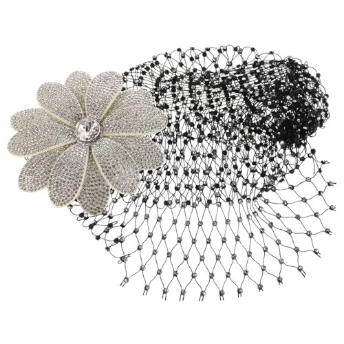 PACKOVE Vintage Haarschmuck Damen Rhinestone Funkelndes Netz Häubchen Verstellbar Komfortabel für Hochzeit Festliche Anlässe von PACKOVE