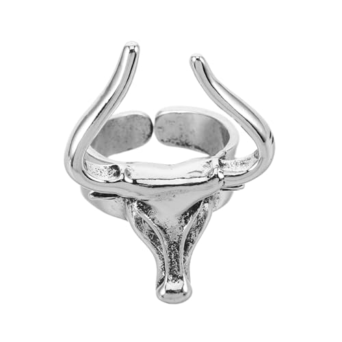 PACKOVE Vintage Herren Bullkopf Ring Metall Langlebiger Punk Schmuck Retro Statement Finger Schmuck für Party Individuelles Tiermotiv Accessoire Maskuline Persönlichkeit von PACKOVE