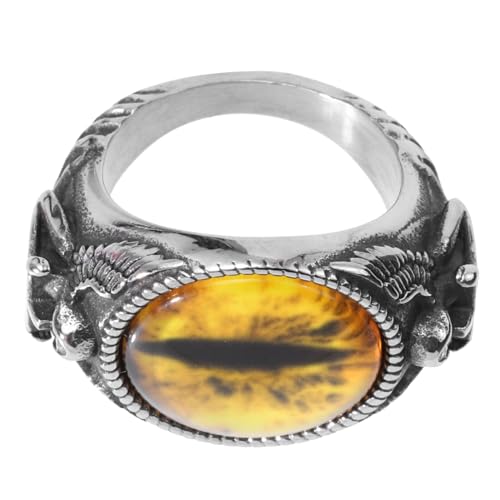 PACKOVE Vintage Punk Herren Titanstahl Ring mit Evil Eye Design Gelb Langlebiger Fingerknöchelring für Markanten Look und Vielseitiges Styling von PACKOVE
