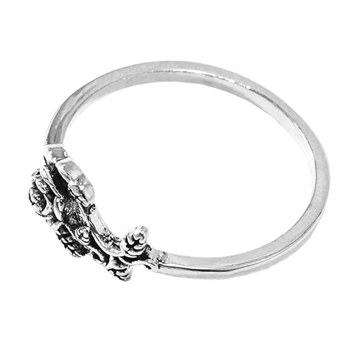 PACKOVE Vintage Silber Ring Damen Zarte Rosen Verzierung Eleganter Verlobungs und Hochzeitsring Komfortabel und Modisch Feiner Schmuck für Besondere Anlässe von PACKOVE