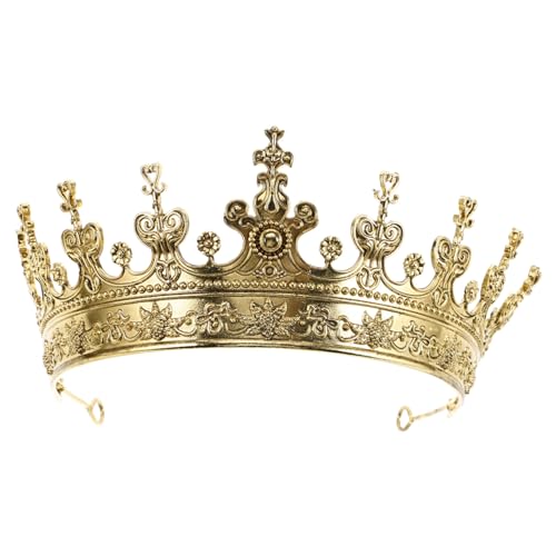 PACKOVE Vintage Tiara Geburtstag Königskrone Krone für Frauen Kronenkönig der Männer große Krone Herren Krone Männerkrone Tiara Gold männliche Krone Königskrone für Männer Metall Golden von PACKOVE
