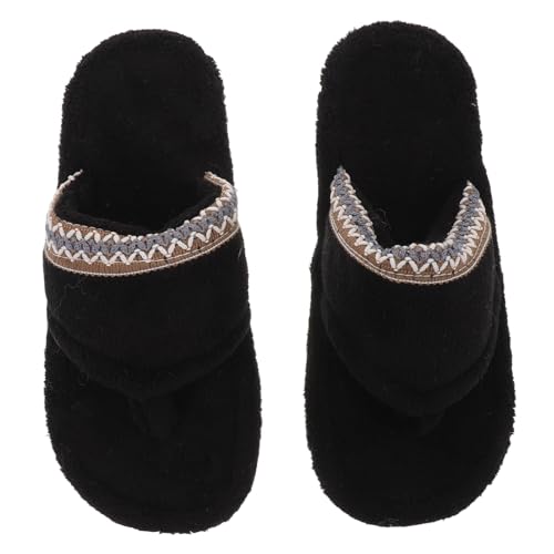 PACKOVE Warme Damen Hausschuhe Flip Flops mit Dickem Sohlenisolierung Kuschelige Pelzige Rutschfeste Indoor-sandalen Bequeme Leichte Winter-slipper von PACKOVE