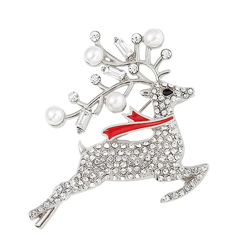PACKOVE Weihnachtliche Brosche Silberfarbener Strass Anstecknadel Damenfest Party Schmuck von PACKOVE
