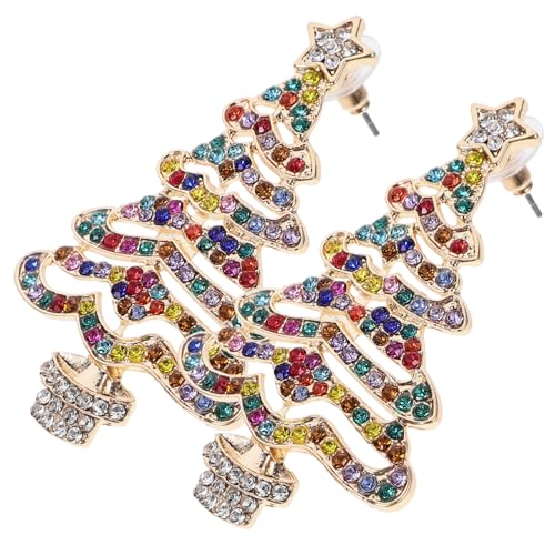 PACKOVE Weihnachtliche Ohrstecker Damen Baum Form Strasssteine Ohrringe Auffällige Alloy Weihnachts Accessoires für Festliche Anlässe und Alltag Kleine Schmuckstücke von PACKOVE