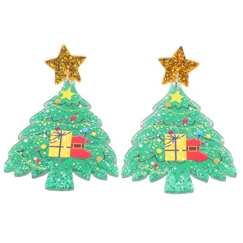 PACKOVE Weihnachtsbaum Ohrringe Grün Dangle Baum Sterne Acryl Ohrschmuck Festliche Schmuck Damen Party Weihnachten Schmuck von PACKOVE