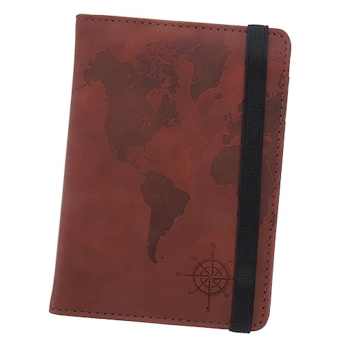 PACKOVE Weltkarte Reisepasshülle Aus Pu-Leder Mit Elastischem Band RFID-geschützte Reisepass-Organizer Für Damen Und Herren Für Sicheres Reisen Und Dokumentenschutz von PACKOVE