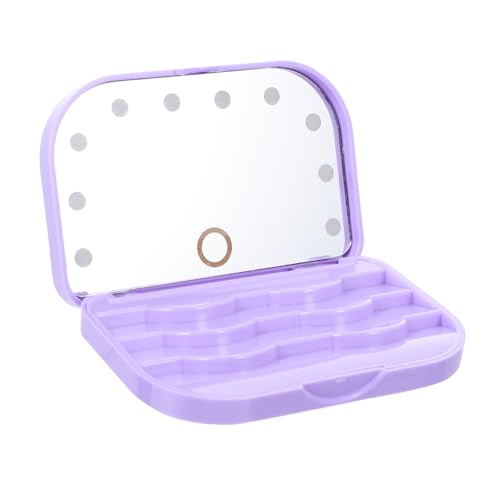 PACKOVE Wimpern Organizer mit LED Licht Kunststoff Wimpernverpackungsbox Wimpernetui mit Spiegel für Falsche Wimpern Aufbewahrungsetui von PACKOVE