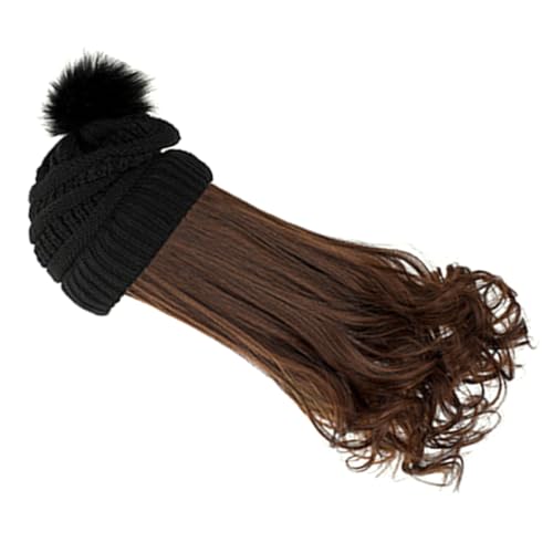 PACKOVE Winter Beanie mit Abnehmbarem Langen Welligem Haar Strickmütze mit Natürlichem Look Hautfreundlich und Warm Geeignet für Damen Cosplay und Kalte Jahreszeiten von PACKOVE