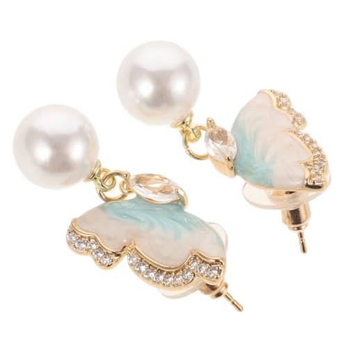 PACKOVE Zirconia Perlenohrringe Damen Ohrhänger mit Goldblaue Simulation Perlen Schmuckstücke für Alltag und Besondere Anlässe von PACKOVE