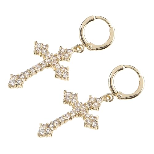 PACKOVE Zirkonia Kreuz Ohrringe Damen Modisch Glänzend Elegant Ohrhänger Schmuck für Party und Alltag von PACKOVE
