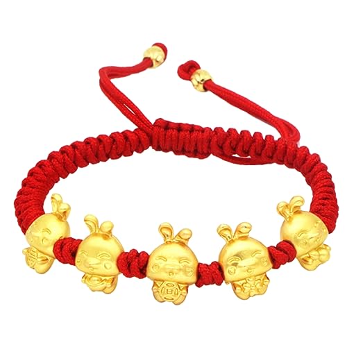 PACKOVE Zodiac Rabbit Armband Rotes Geflochtenes Schutzarmband Verstellbar Glücksbringer für Damen Herren Neujahr Symbol für Wohlstand und Liebe von PACKOVE