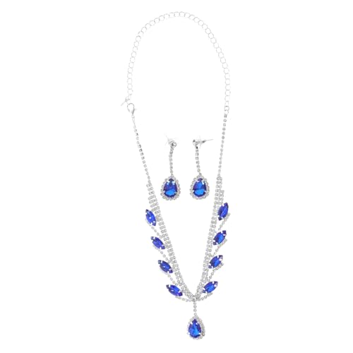 PACKOVE -flash - -set Glänzende Ohrhänger Braut Hochzeitsschmuck Hochzeit Halskette Ohrringe Strass -statement -schmuck Kristallohrringe Strass-ohrringe Blau Strasssteine von PACKOVE