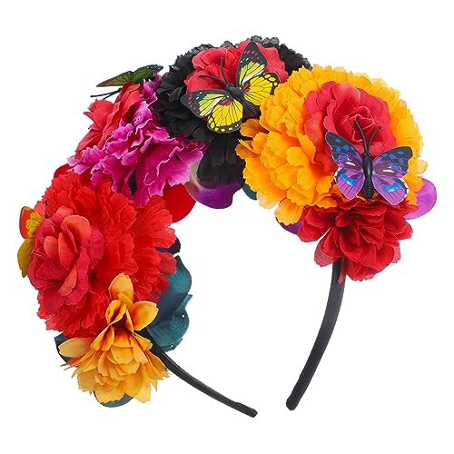 PACKOVE Hochzeit Blumenstirnband Hasenhaargummi Haarbänder Kleider mexikanische Blumen für die Haare Blumenstirnbänder die Blumen künstliche kleine Krone Kopfbedeckung Damen Kleidung von PACKOVE