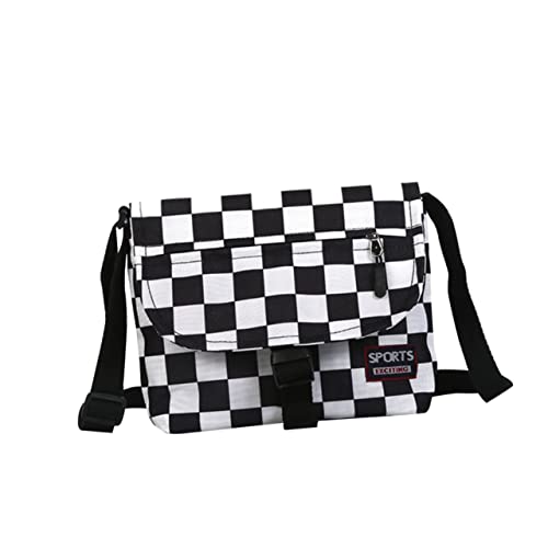 PACKOVE Mittelgroße Schulterhandtasche Aus Segeltuch für Damen Karierte Tasche Reißverschlusstaschen von PACKOVE