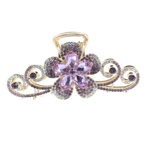 PACKOVE süße Haarspangen goldene Haarclip Klaue Krallenclips aus Strass lockig Klammer stutzenhalter Haarspangen für Frauen mit dünnem Haar Haarspangen für Mädchen Strasssteine Violett von PACKOVE