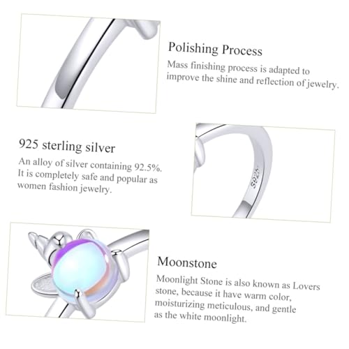 PACKOVE Öffnender Einhornring Ringe Aus Sterlingsilber Bandringe Für Damen Offener Bandring Damenringe Mädchenringe Trendige Ringe Ring Einhorn Schmuck Mode von PACKOVE