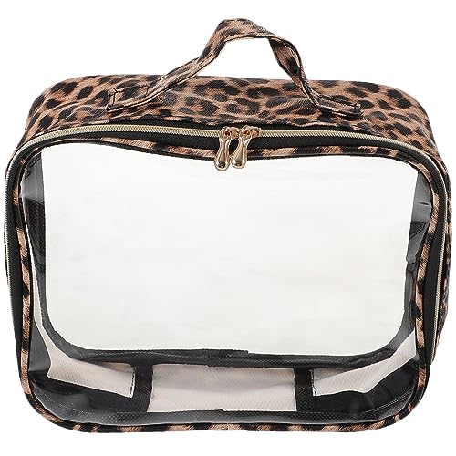 PACKOVE wasserdichte Kosmetiktasche Gepäck groß Beutel Fächer Make-up-Organizer-Tasche Bestickt Reise-Kosmetiktaschen für Frauen tragbare Tasche Schminktasche mit Tragegriff Pu Leopard von PACKOVE