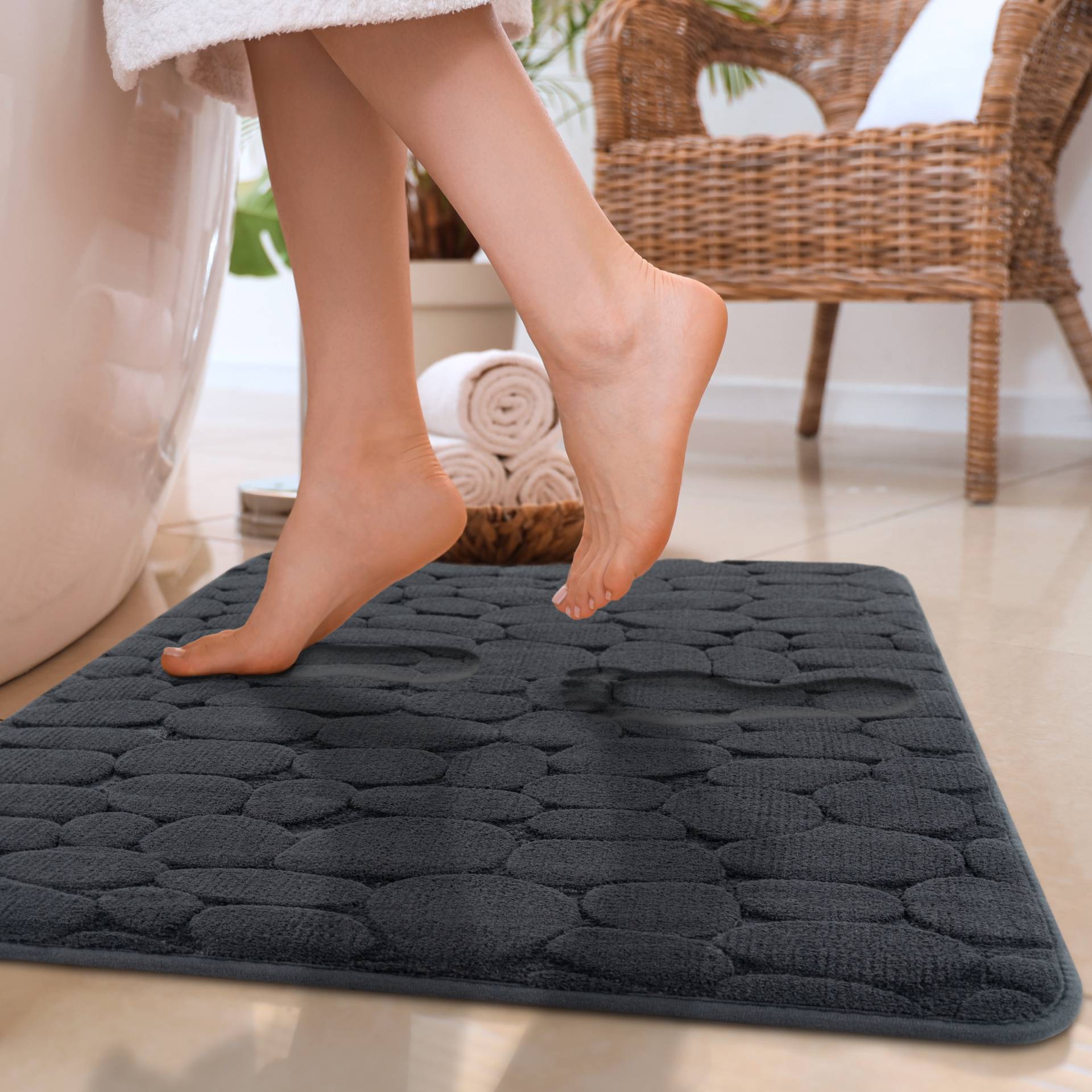 Paco Home Badematte "Corby 256, Memory-Schaum Effekt" Höhe 13 mm rutschhemmend beschichtet fußbodenheizungsgeeignet Badteppich, Uni Farben, Motiv Steine, Hoch-Tief Effekt Paco Home Badematte "Corby 256, Memory-Schaum Effekt" Höhe 13 mm rutschhemmend beschichtet fußbodenheizungsgeeignet Badteppich, Uni Farben, Motiv Steine, Hoch-Tief Effekt von PACO HOME