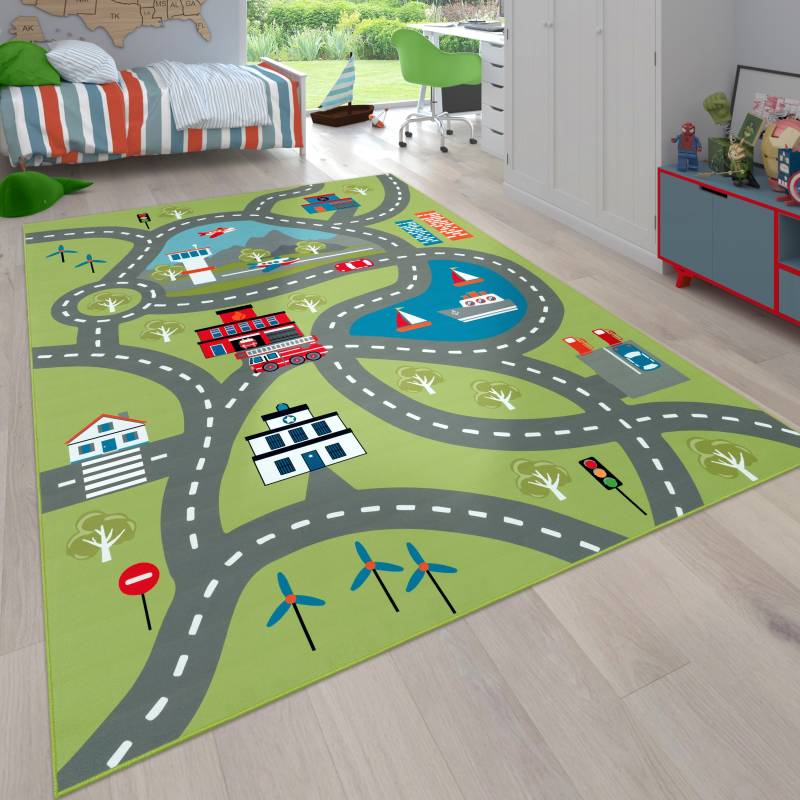 Paco Home Kinderteppich "Bino 562" rechteckig 4 mm Höhe Kurzflor, Straßen-Spiel-Teppich, Motiv Flughafen, Kinderzimmer Paco Home Kinderteppich "Bino 562" rechteckig 4 mm Höhe Kurzflor, Straßen-Spiel-Teppich, Motiv Flughafen, Kinderzimmer von PACO HOME