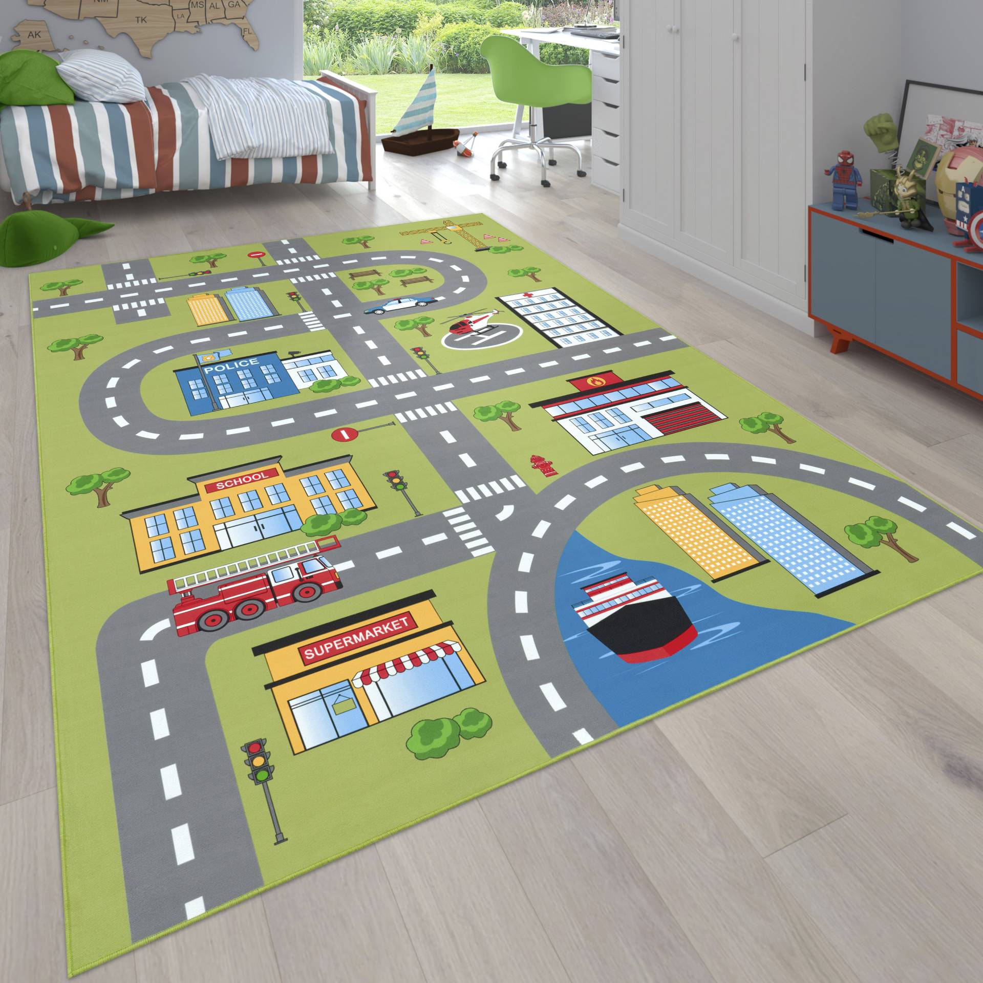 Paco Home Kinderteppich "Bino 570" rechteckig 4 mm Höhe Kurzflor, Straßen-Spiel-Teppich, Kinderzimmer Paco Home Kinderteppich "Bino 570" rechteckig 4 mm Höhe Kurzflor, Straßen-Spiel-Teppich, Kinderzimmer von PACO HOME