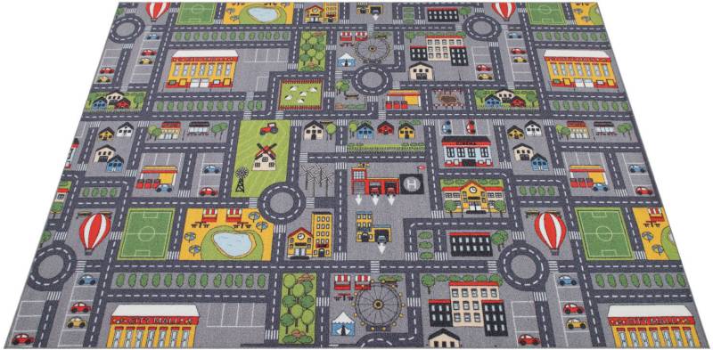 Paco Home Kinderteppich "Bino 577" rechteckig 4 mm Höhe Kurzflor, Straßen-Spiel-Teppich, Kinderzimmer von PACO HOME