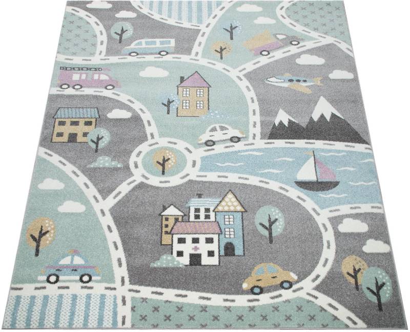 Paco Home Kinderteppich "Capri 318" rechteckig 9 mm Höhe Straßen-Spiel-Teppich, Kinderzimmer von PACO HOME