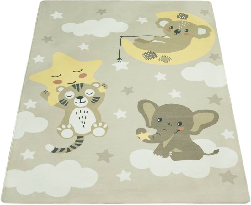 Paco Home Kinderteppich "Chicos 551" rechteckig 2 mm Höhe Flachgewebe, niedliches Kinder Design, Motiv Tiere, Kinderzimmer von PACO HOME