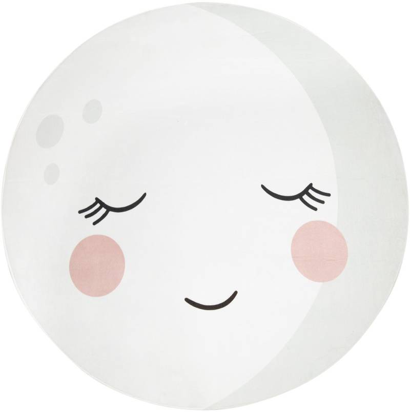 Paco Home Kinderteppich "Chicos 555" rund 2 mm Höhe Flachgewebe, Motiv Mond, Kinderzimmer von PACO HOME
