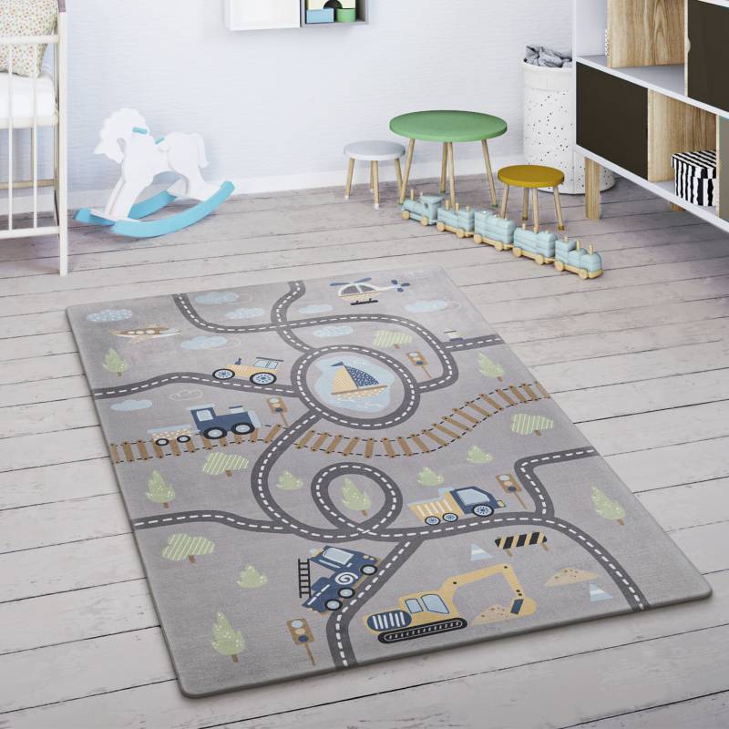 Paco Home Kinderteppich "Chicos 562" rechteckig 4 mm Höhe Flachgewebe, Straßen-Spiel-Teppich, Kinderzimmer von PACO HOME