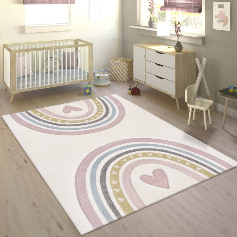 Paco Home Kinderteppich "Cosmos 351" rechteckig 16 mm Höhe Kurzflor, Spielteppich, Motiv Regenbogen & Herz, Kinderzimmer Paco Home Kinderteppich "Cosmos 351" rechteckig 16 mm Höhe Kurzflor, Spielteppich, Motiv Regenbogen & Herz, Kinderzimmer von PACO HOME