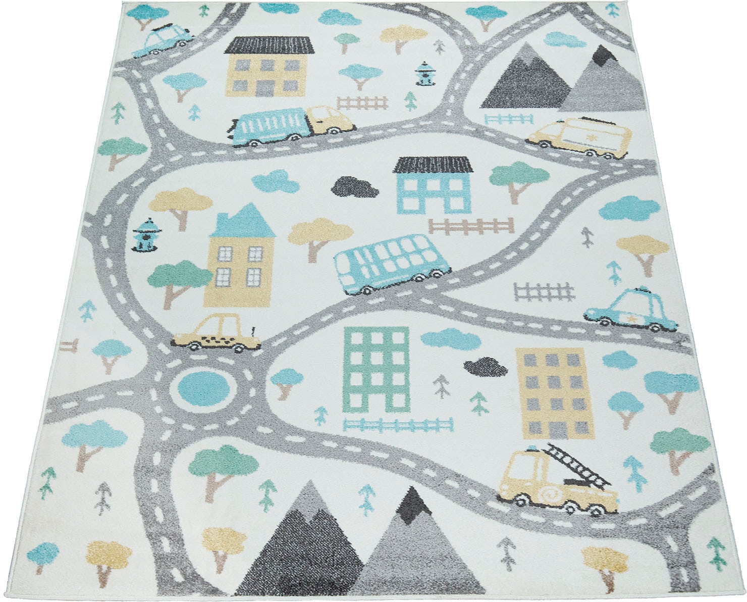 Paco Home Kinderteppich "Nino 885" rechteckig 13 mm Höhe Kurzflor, Straßen-Spiel-Teppich, Kinderzimmer von PACO HOME
