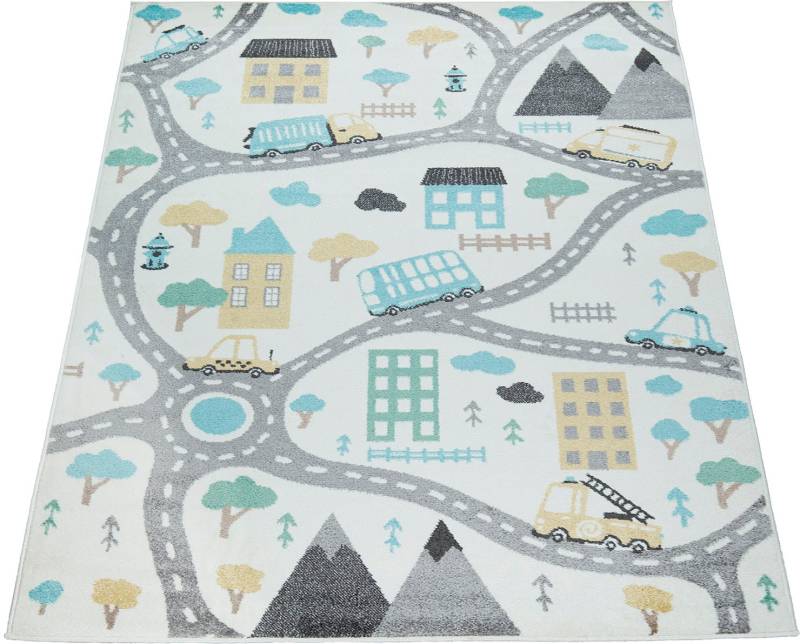 Paco Home Kinderteppich "Nino 885" rechteckig 13 mm Höhe Kurzflor, Straßen-Spiel-Teppich, Kinderzimmer von PACO HOME