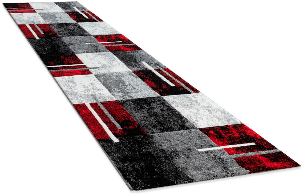 Paco Home Läufer "Diamond 663" rechteckig 18 mm Höhe Teppich-Läufer, Kurzflor, Karo Muster, 3D-Design von PACO HOME