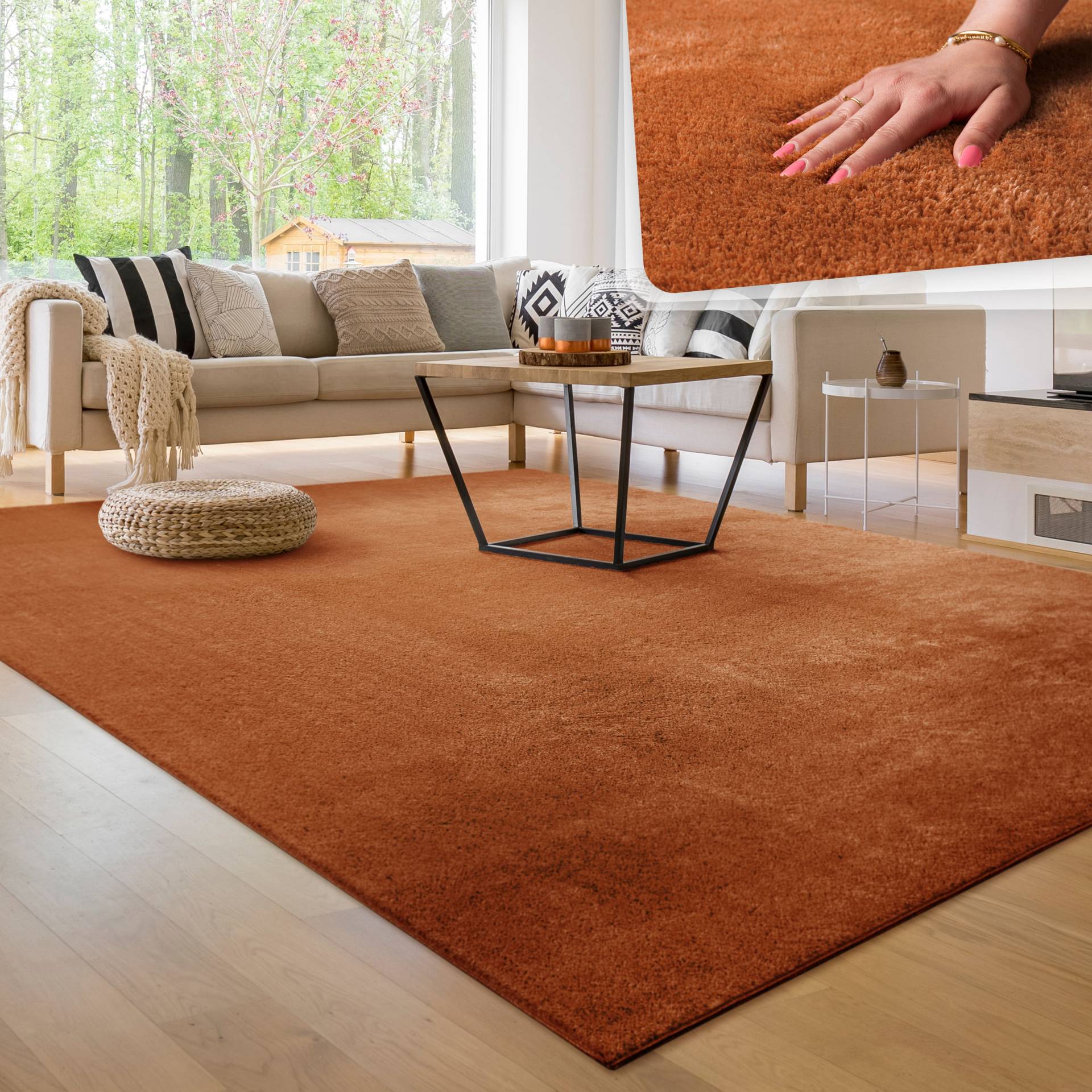 Paco Home Teppich "Cadiz 630", rechteckig, Uni-Farben, besonders weich, waschbar, auch als Läufer erhältlich von PACO HOME