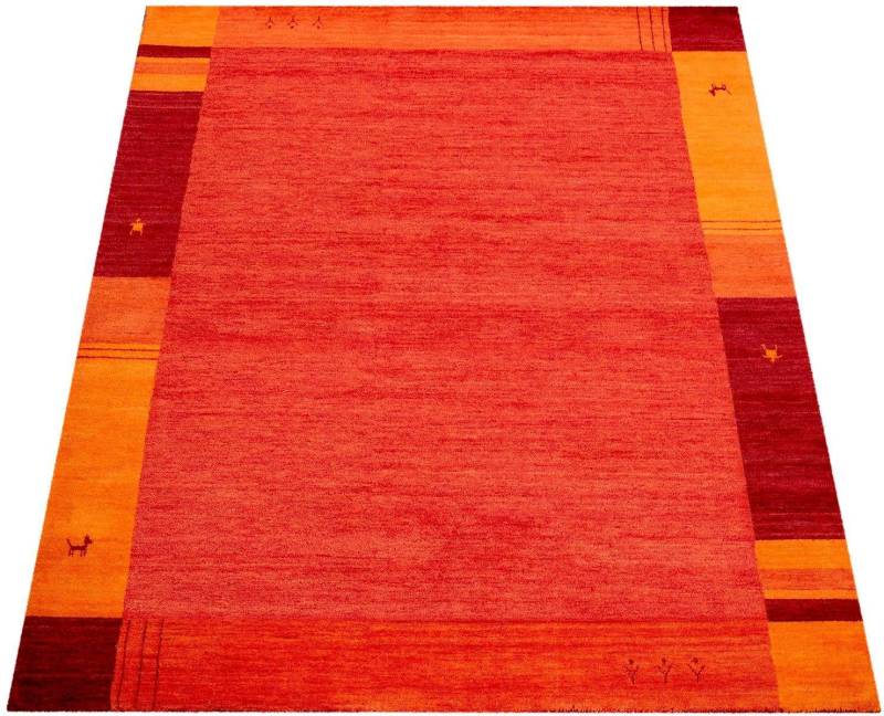 Paco Home Wollteppich "Gabbeh 306" rechteckig 14 mm Höhe Kurzflor, handgewebt, reine Wolle, Gabbeh-Stil, mit Bordüre von PACO HOME