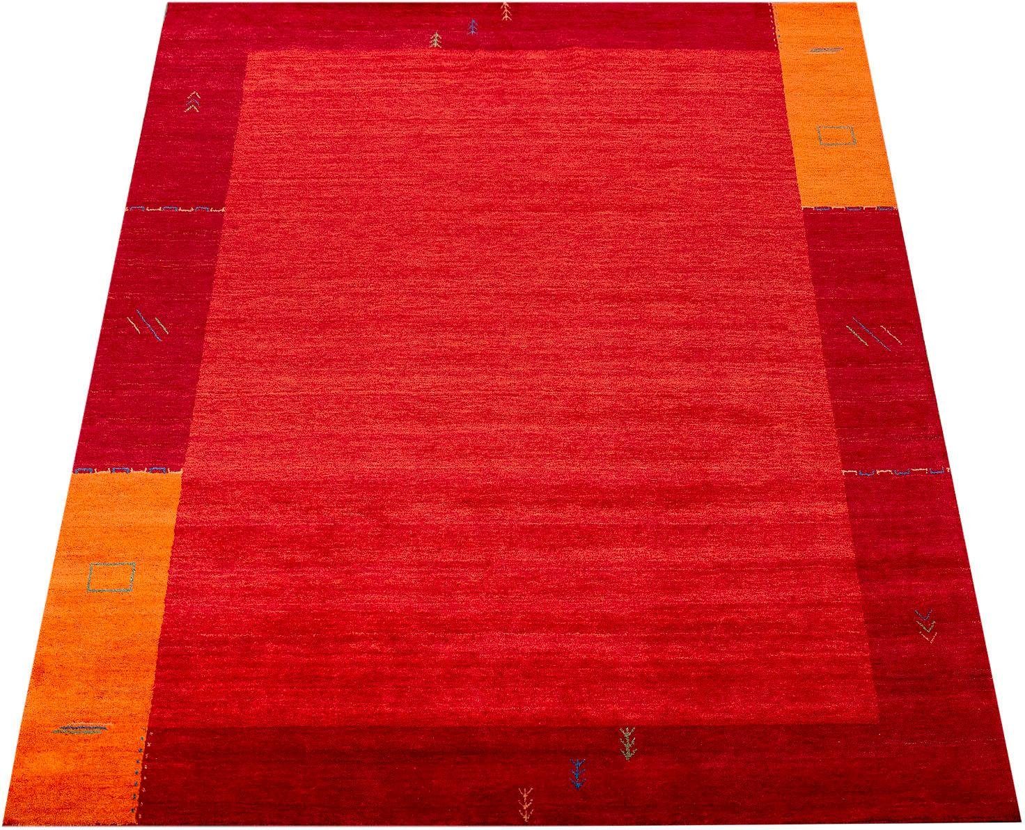 Paco Home Wollteppich "Gabbeh 309" rechteckig 14 mm Höhe Kurzflor, handgewebt, reine Wolle, Gabbeh-Stil, mit Bordüre von PACO HOME