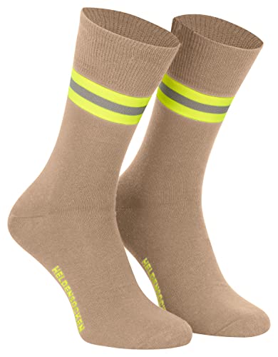 PACOTEX Heldensocken beige gelb-silber-gelb - Made in Germany - Paar - für Helden des Alltags bei Feuerwehr Rettungsdienst und Hilfsorganisationen (36-39) von PACOTEX